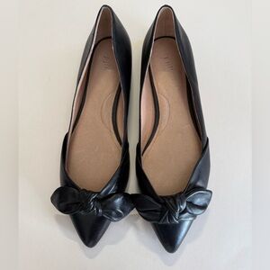 J.Jill Leather Black Ballerina ballet Pointed Bow flat Size 11